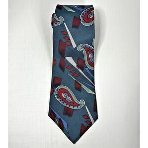 Vtg Don Loper Beverly Hills Silk Tie Paisley 70s USA Maximalist Formal Office